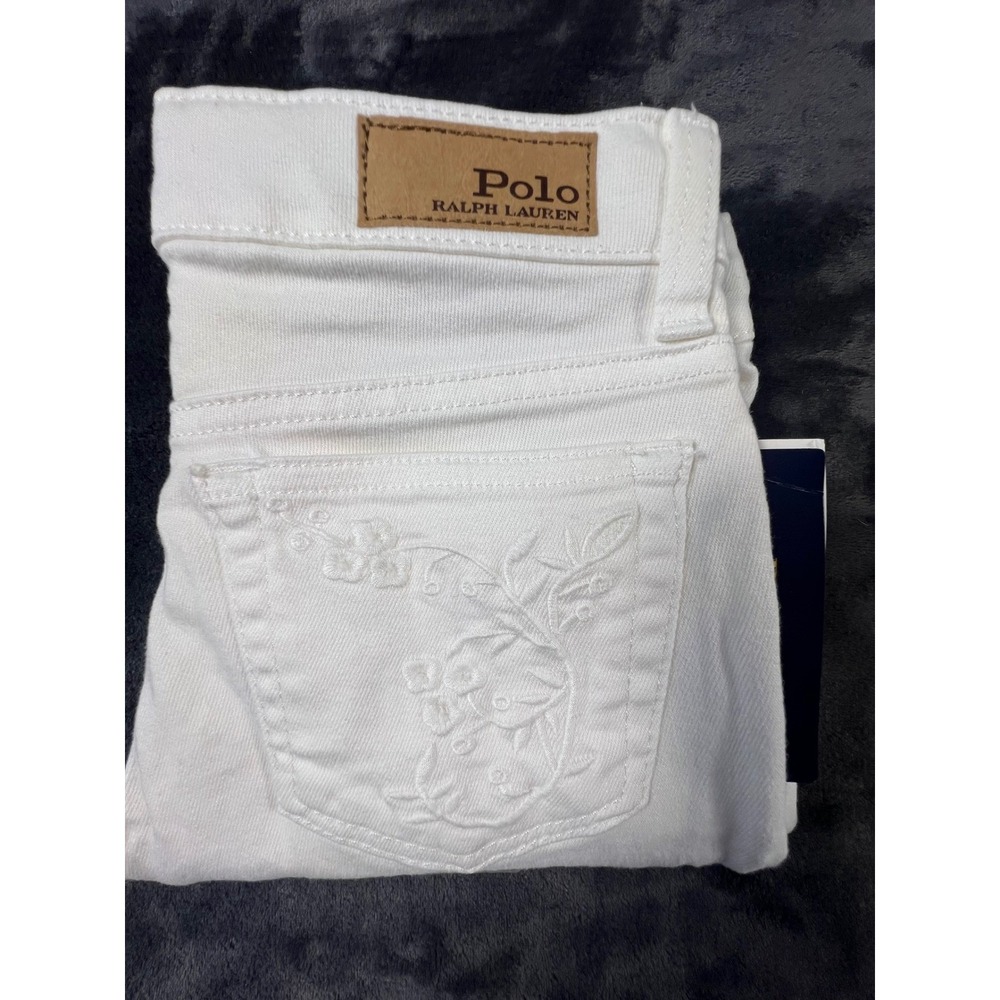Polo Ralph Lauren Tompkins Skinny White Embroidered Jeans Girls Size 10